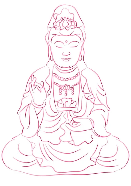 Ilustración Vectorial Personaje Dibujos Animados Dibujado Mano Buddha — Vector de stock