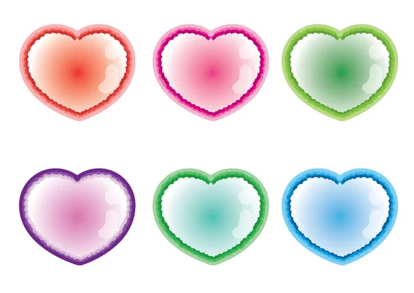 Collection Beautiful Decorative Hearts Love Concept — Stock Vector