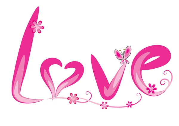 Růžové Srdce Lásky Mladou Ženou — Stockový vektor