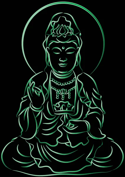 Vektor Illustration Tecknad Buddha — Stock vektor