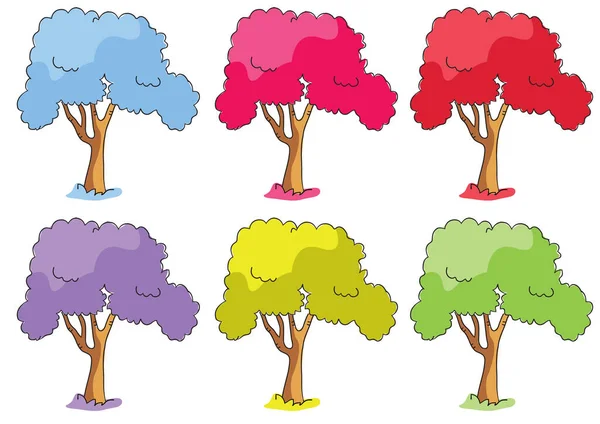 Σύνολο Διαφορετικών Δέντρων Και Φύλλων — Διανυσματικό Αρχείο