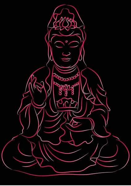 Ilustração Vetorial Uma Mão Desenhada Buddha — Vetor de Stock