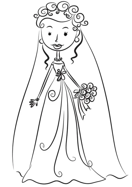 Vector Ilustración Una Mujer Vestido Novia — Vector de stock