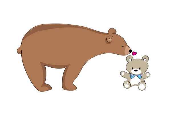 Cute Kreskówki Niedźwiedź Kawałkiem Myszy — Wektor stockowy