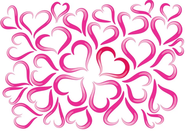 Vector Pink Hearts White Background — Stock Vector