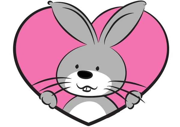 Cute Rabbit Pink Bow — Stock Vector