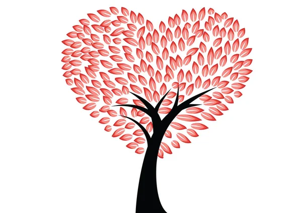 Дерево Красным Сердцем Белом Фоне — стоковый вектор