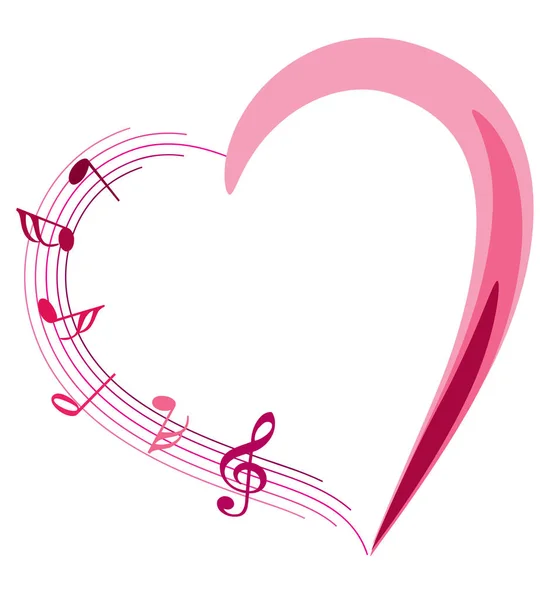 Carte Saint Valentin Avec Coeur Notes Musique — Image vectorielle