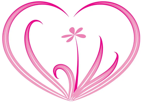 Růžové Srdce Květinou — Stockový vektor