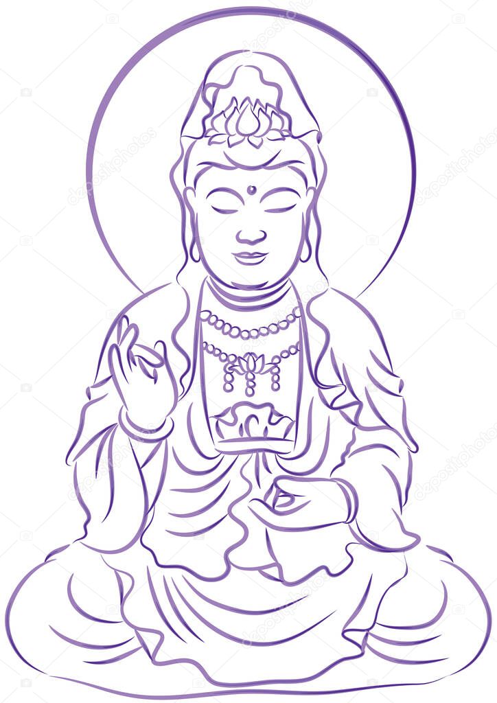 vector illustration of a hand drawn of a buddha