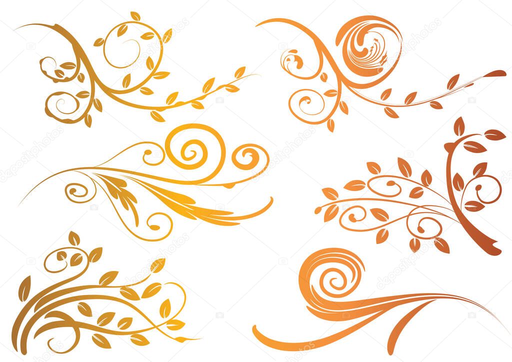 vector set of floral elements for design