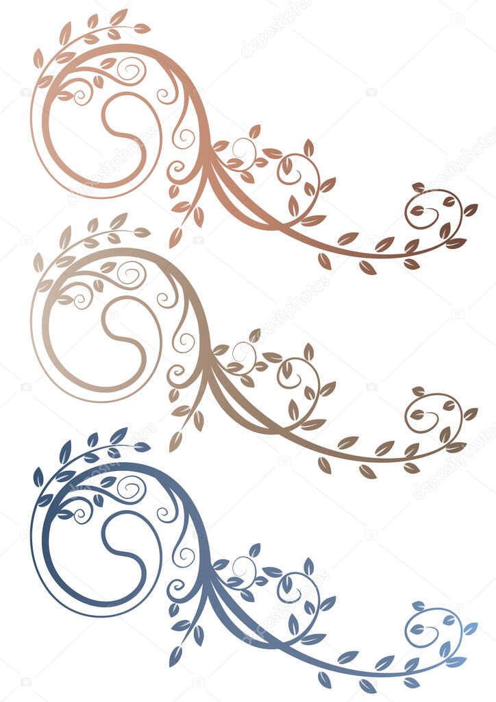 decorative floral ornament with swirls on white background 