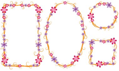 Beyaz arkaplanda izole edilmiş boş alanı olan güzel dekoratif çerçeveler, vektör illüstrasyonu 