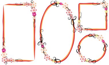 Beyaz arkaplanda izole edilmiş boş alanı olan güzel dekoratif çerçeveler, vektör illüstrasyonu 