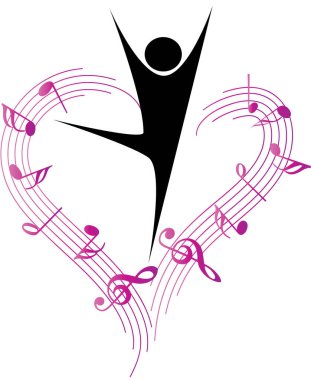 Dans eden bir adamın vektör çizimi ve müzik notaları 