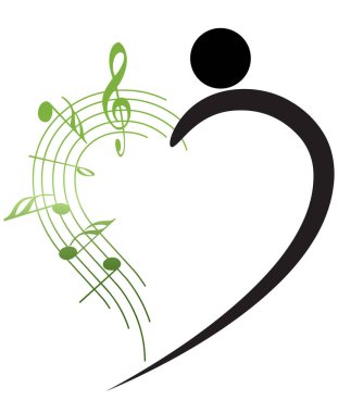 Dans eden bir adamın vektör çizimi ve müzik notaları 