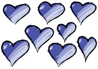 Güzel dekoratif kalp koleksiyonu, aşk konsepti 