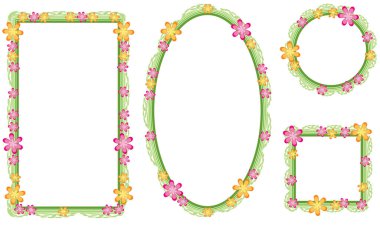 Beyaz arkaplanda izole edilmiş boş alanı olan güzel dekoratif çerçeveler, vektör illüstrasyonu 