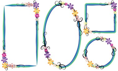 Çiçek desenli bir çerçeve, beyaz arka planda bir kızın resmi var.