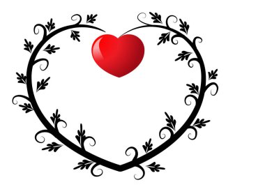 Çiçek süslemeli vektör kalp