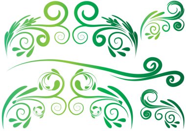 Yeşil ve beyaz çiçek süslemesinin vektör çizimi