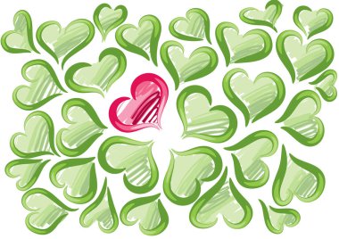 Güzel dekoratif kalp koleksiyonu, aşk konsepti 