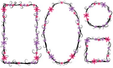 Beyaz arkaplanda izole edilmiş boş alanı olan güzel dekoratif çerçeveler, vektör illüstrasyonu 