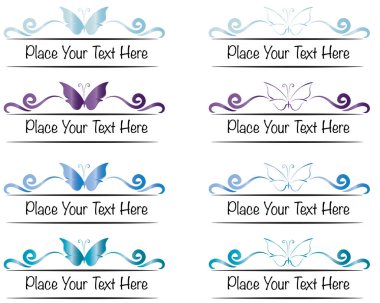 Beyaz arkaplandaki kelebeklerin vektör çizimleri 