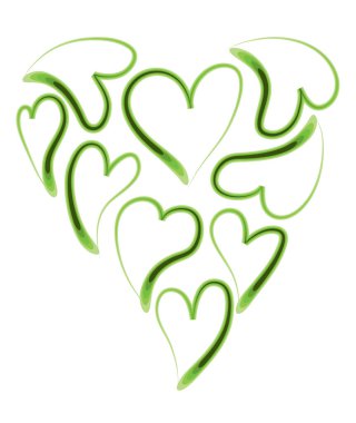 Beyaz arkaplanda vektör kalpleri kümesi 