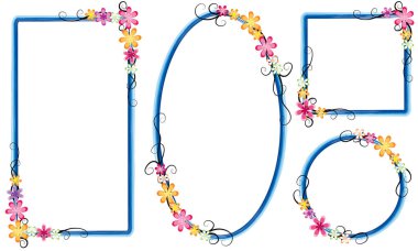 Beyaz arkaplanda izole edilmiş boş alanı olan güzel dekoratif çerçeveler, vektör illüstrasyonu 