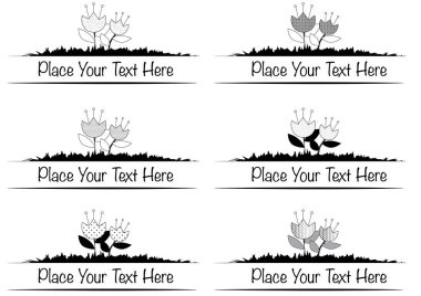 Ağacın siyah beyaz simgelerinden oluşan vektör kümesi