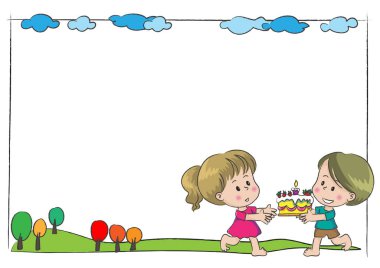 Çocuklar boş bir afişle oynuyorlar