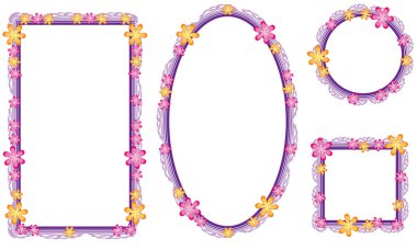 Beyaz arkaplanda izole edilmiş boş alanı olan güzel dekoratif çerçeveler, vektör illüstrasyonu 