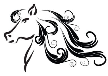 at başlı siluet vektörü