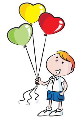 Sevgililer günü kartı, bir erkek ve bir balonla.