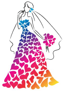 Elbise giymiş bir kızın vektör çizimi