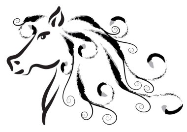 Beyaz arkaplanda at silueti