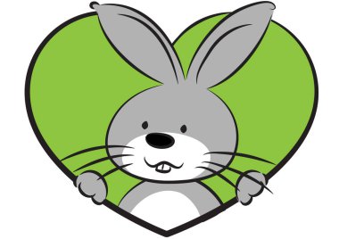 Yeşil yapraklı şirin tavşan.