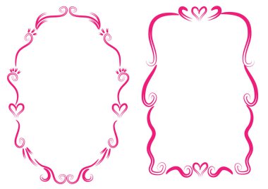 Beyaz arkaplanda izole edilmiş boş alanı olan güzel dekoratif çerçeveler, vektör illüstrasyonu 