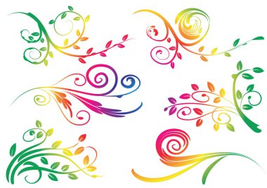 Çiçek elementlerinin vektör kümesi