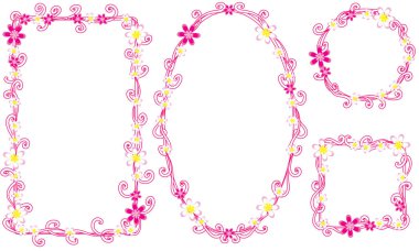 Beyaz arkaplanda izole edilmiş boş alanı olan güzel dekoratif çerçeveler, vektör illüstrasyonu 