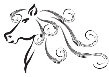 Bir at siluetinin vektör çizimi