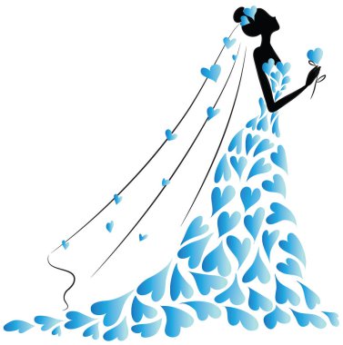 Çiçekli bir gelinin vektör çizimi 