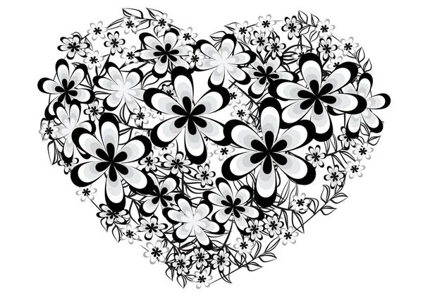 Patrón Floral Blanco Negro — Vector de stock