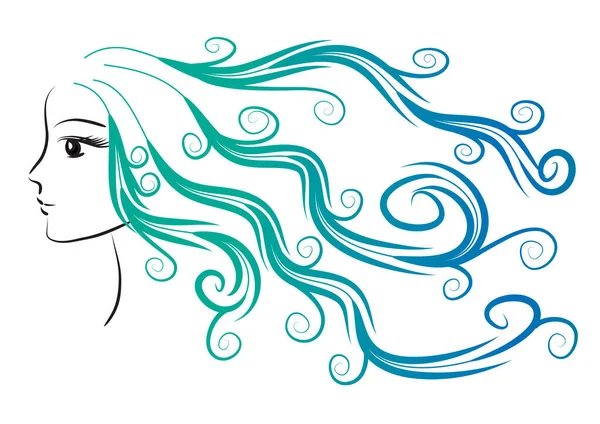 長い髪の美しい女の子 — ストックベクタ