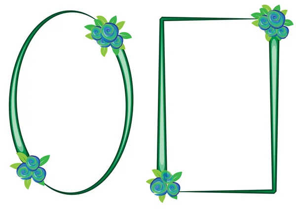 Conjunto Hermosos Marcos Decorativos Con Flores Aisladas Sobre Fondo Blanco — Vector de stock