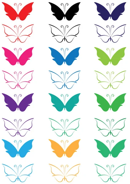 Vector Conjunto Mariposas — Archivo Imágenes Vectoriales