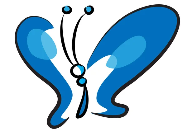 Ilustración Vectorial Una Mariposa Dibujos Animados Azul Negro — Archivo Imágenes Vectoriales