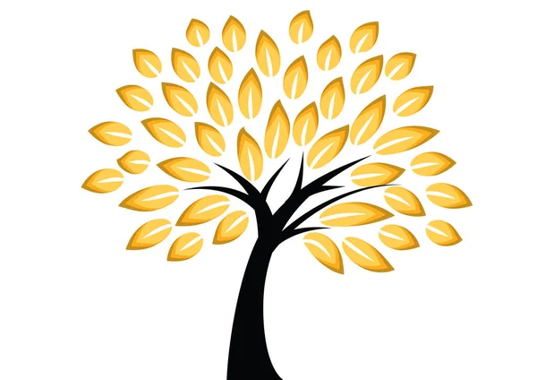 Ilustración Vectorial Árbol Con Una Flor Amarilla — Vector de stock