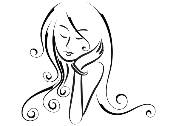 Девушка Длинными Волосами — стоковый вектор